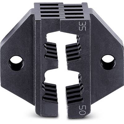 Une pince de serrage noire en métal à surface striée, marquée des numéros '35' et '50', révèle sa structure fonctionnelle.