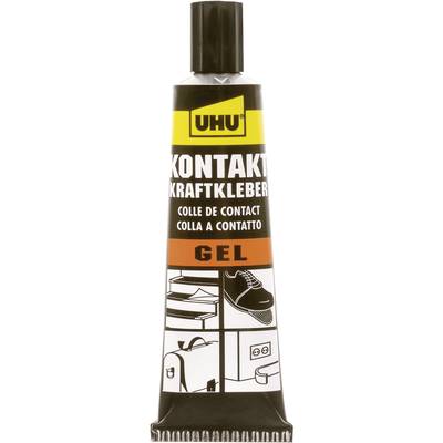 Colle de contact UHU Gel en tube, idéale pour des connexions puissantes. Adaptée à divers matériaux, tels que chaussures et sacs.