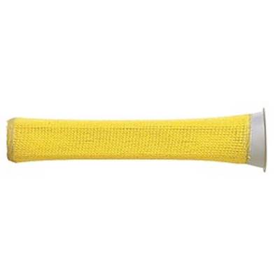 Objet cylindrique jaune à surface texturée, possiblement une poignée ou un revêtement de protection.