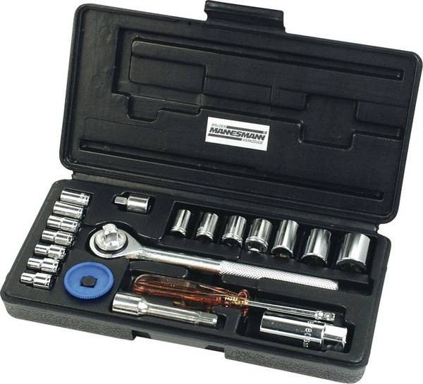 Brüder Mannesmann  Jeu de clés à douille métrique 1/4" (6.3 mm), 3/8" (10 mm) 20 pièces M  206