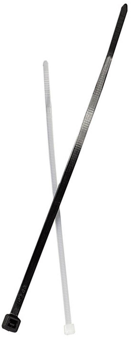 Un collier de serrage noir et blanc s'entrecroisent devant un fond blanc.