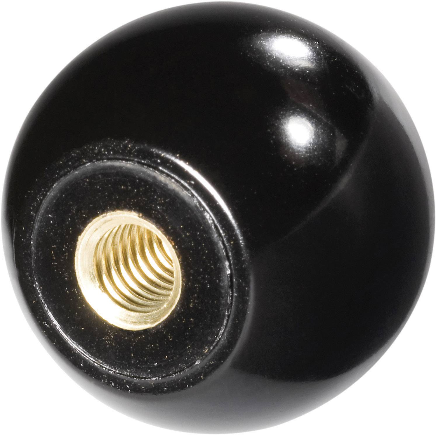 Boutons boule M6 TOOLCRAFT 319 (Ø) 25 mm Plastique noir; Douille filetée : laiton 25 mm-1