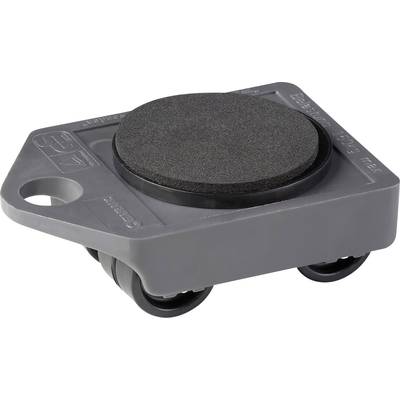 Chariot gris avec surface antidérapante noire. Deux roues visibles. Adapté pour le déplacement sécurisé de charges lourdes.