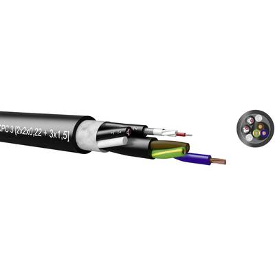 Kabeltronik 720050000-1 Câble combiné  4 x 0.22 mm² + 3 G 1.50 mm² noir Marchandise vendue au mètre