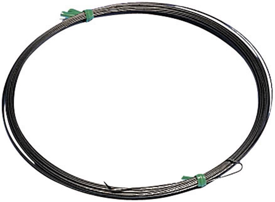Un rouleau de fil métallique fin sécurisé par des colliers de câbles verts.