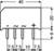 'Composant électronique avec dimensions : Largeur 40 mm, Hauteur 20 mm. Connexions de gauche : Moins, Courant alternatif, Courant alternatif, Plus. Distance entre les connexions : 7,5 mm, 10 mm, 7,5 mm.'