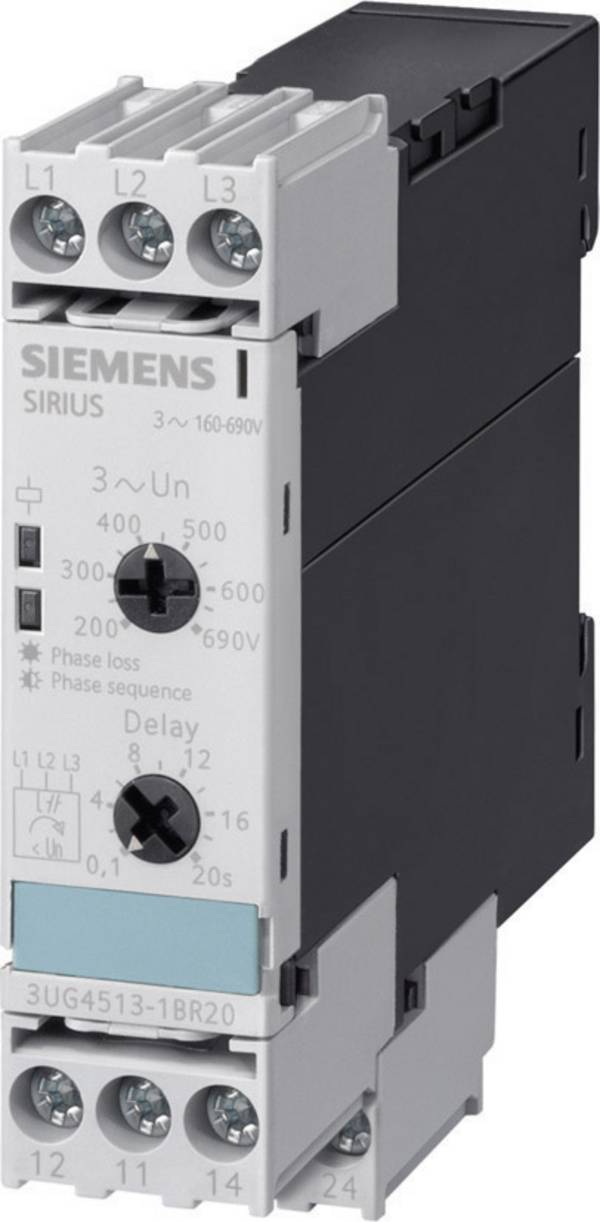 Relais de contrôle pour tensions secteur et triphasées 320 à 500 V/AC N/A Siemens 3UG45111BP20
