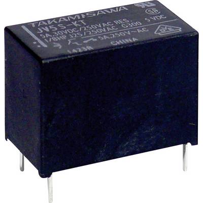 Un relais électronique noir rectangulaire avec des bornes métalliques, portant l'inscription : 'TAKAMISAWA JW5-KT' et des indications de tension.