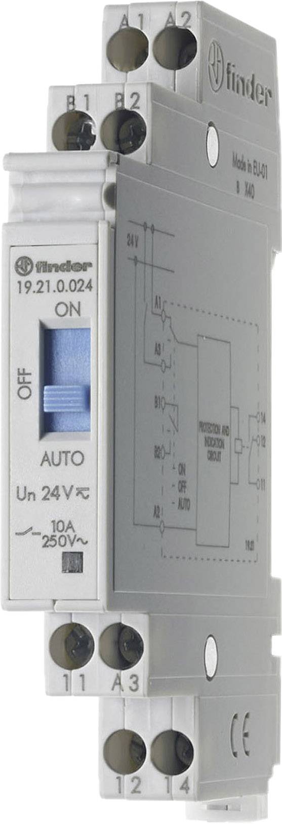Relais industriel Finder 19.21.0.024.0000 Tension nominale: 24 V/DC, 24 V/AC Courant de commutation (max.): 10 A 1 inver