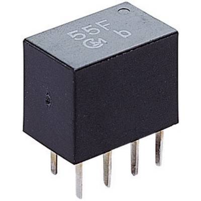 Un relais électronique noir avec six broches métalliques sur la face inférieure. Sur la face supérieure, on peut lire '55F', en dessous 'G' et 'b'.