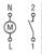 Le diagramme montre un moteur électrique (M) avec les bornes N et L. À côté se trouve un interrupteur avec les contacts 1 et 2.