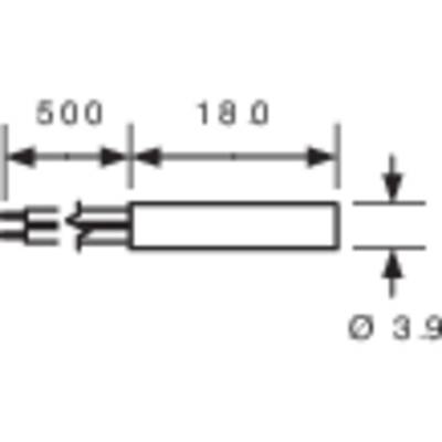 Diagramme d'une forme rectangulaire avec les dimensions : Longueur 500, section plus courte 180, diamètre 3,9. Des flèches indiquent les mesures.