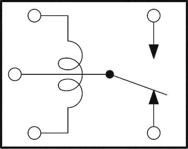 Schéma de circuit : Bobine avec interrupteur et diode. La bobine est connectée à un interrupteur au milieu. Une diode pointe vers le bas.