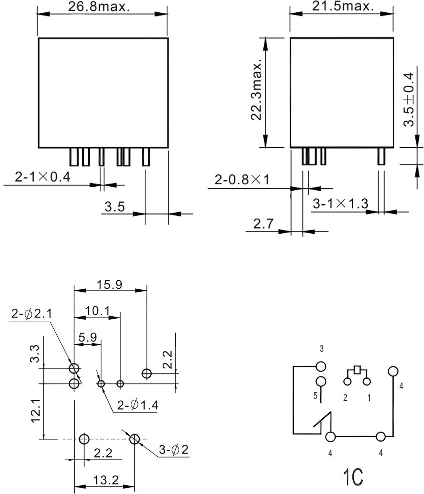 FiC Relais Automobile FRA2C-2-DC12V FRA2C-2-DC12V 12 V//DC 40 A 1 inverseur RT 1 pc s