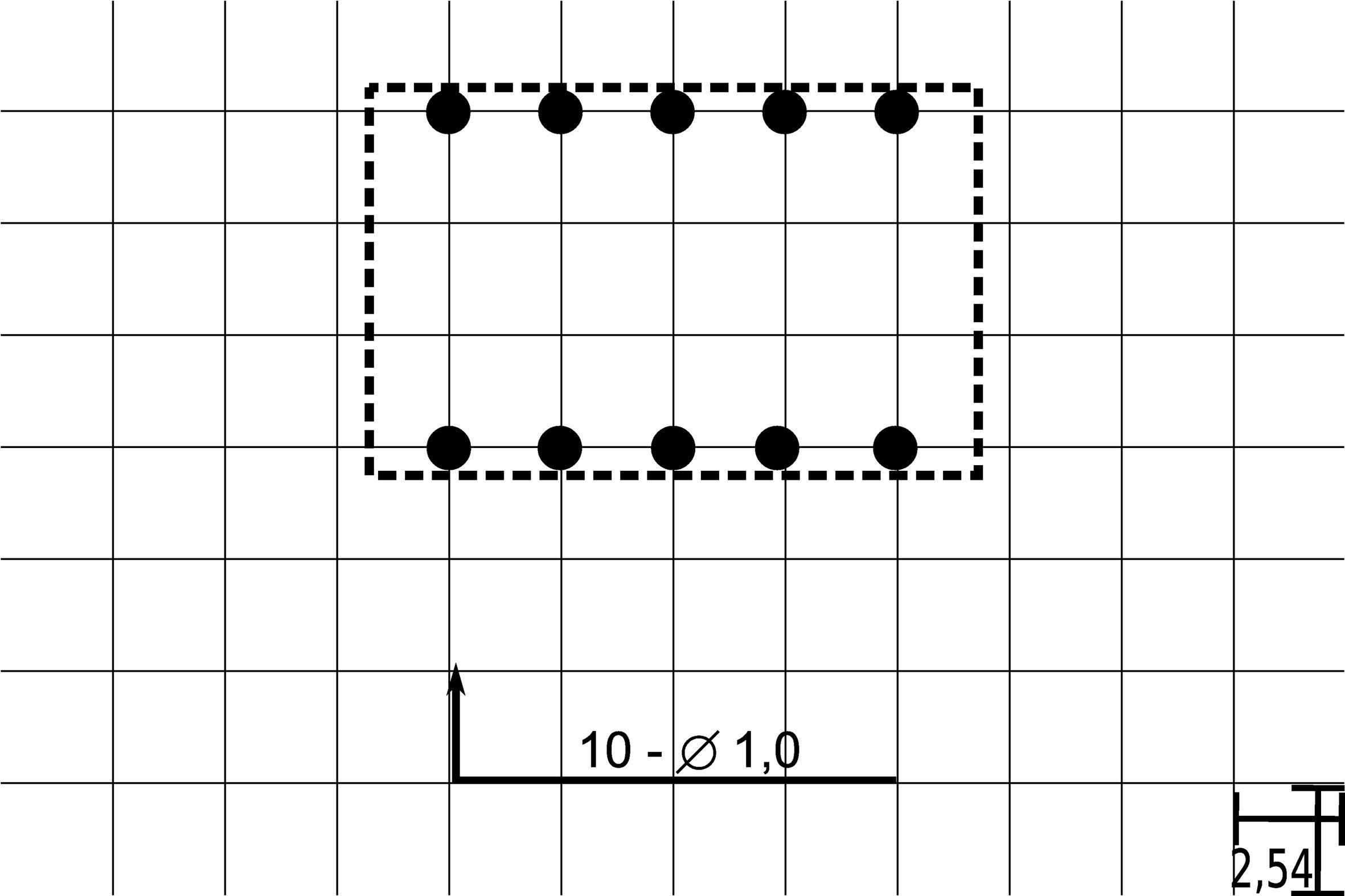Disposition rectangulaire de 10 points en grille