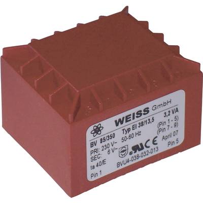 Weiss Elektrotechnik 85/352 Transformateur pour circuits imprimés 1 x 230 V 1 x 12 V/AC 3.20 VA 267 mA 