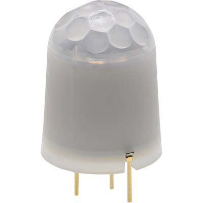 Capteur électronique avec boîtier blanc semi-circulaire et trois connexions dorées sur la partie inférieure. Utilisé pour la détection de mouvement.