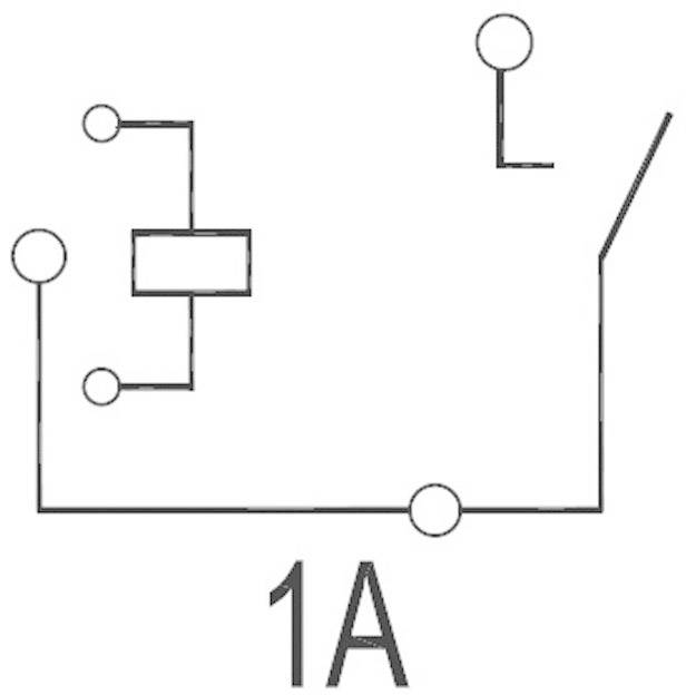 Schéma de câblage d'un interrupteur électrique portant l'indicatif '1A'. En haut à gauche se trouve un circuit avec deux contacts.
