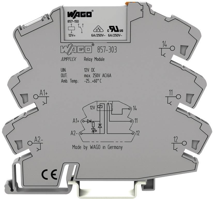 WAGO 857-304 Module relais Tension nominale: 24 V/DC Courant de commutation (max.): 6 A 1 inverseur (RT) 1 pc(s)