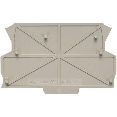 Couvercle portant l'inscription 'Weidmüller AP MCZ 15', en plastique beige, structuré avec des lignes diagonales et des reliefs circulaires.