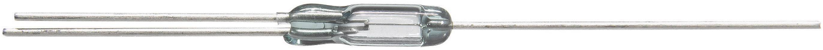 Un composant électronique cylindrique gainé de verre avec deux broches métalliques, probablement une diode.