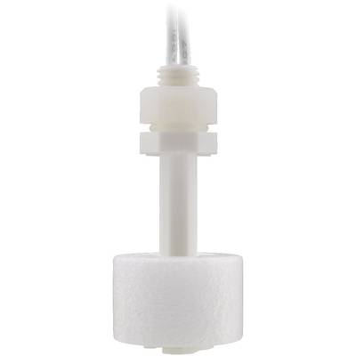 Interrupteur à flotteur blanc pour la surveillance des niveaux de liquide, composé d'un corps en plastique avec un cylindre flottant.