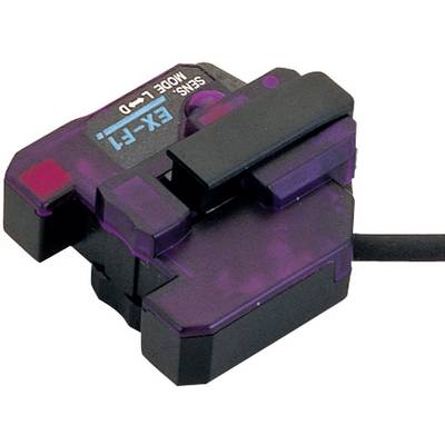 Un dispositif de capteur violet avec un câble noir, portant l'inscription 'EX-F1'. Utilisé pour la détection d'objets dans un environnement d'automatisation.