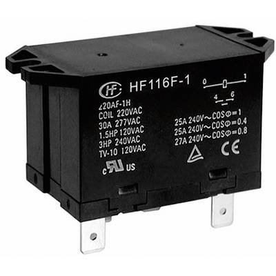 Hongfa HF116F-1/012DA-2HTW Relais enfichable 12 V/DC 25 A 2 NO (T) 1 pc(s)-0
