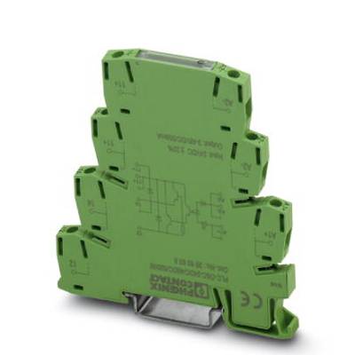 Un composant électronique vert ressemblant à un module de relais. Il dispose de connexions et de marquages pour les branchements électriques.