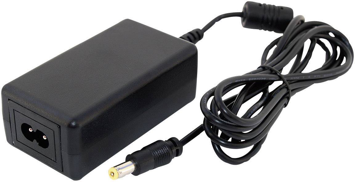 Adaptateur secteur noir avec câble et fiche, adapté aux appareils électroniques.