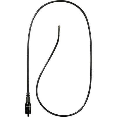 Un câble noir flexible se termine à une extrémité par une fiche métallique cylindrique et à l'autre extrémité par un connecteur.