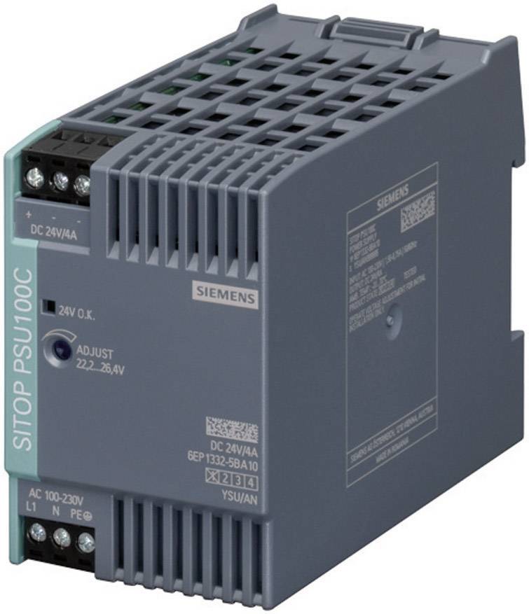 Alimentation rail DIN Siemens SITOP PSU100C 24 V/4 A 26.4 V/DC 4 A 96 W 1 x