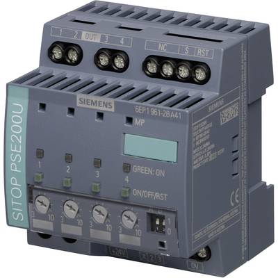 Un appareil gris Siemens SITOP PSE200U, désigné comme 6EP1 961-2BA41, avec plusieurs connexions et boutons de contrôle sur le façade.