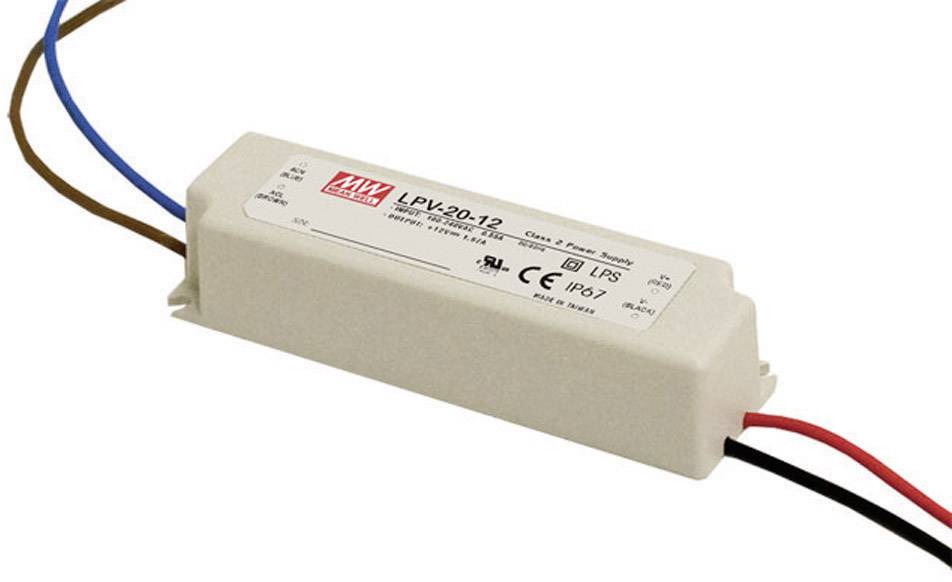 Driver LED MEAN WELL LPV-20-12 20 W 12 V/DC 0 à 3 A
