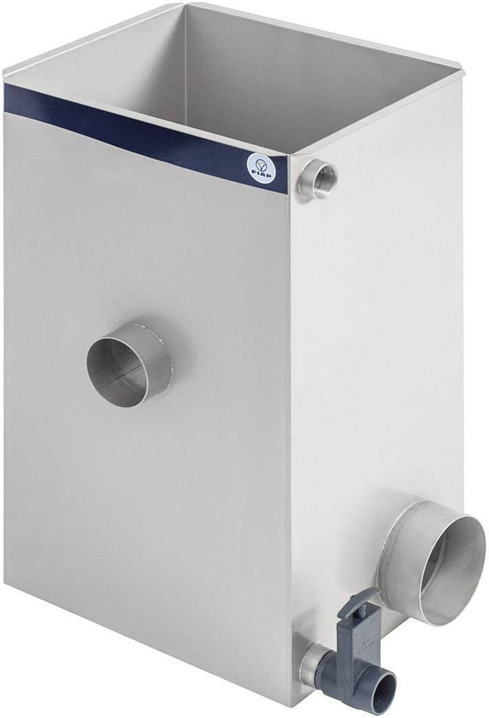 Réservoir rectangulaire en acier inoxydable avec plusieurs raccordements de tuyauterie, un à l'avant, un en haut et un sur le côté en bas, conçu pour des applications industrielles.