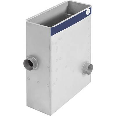 Un conteneur rectangulaire en métal avec deux ouvertures latérales de tuyauterie, probablement destiné au transport d'air ou de liquides.