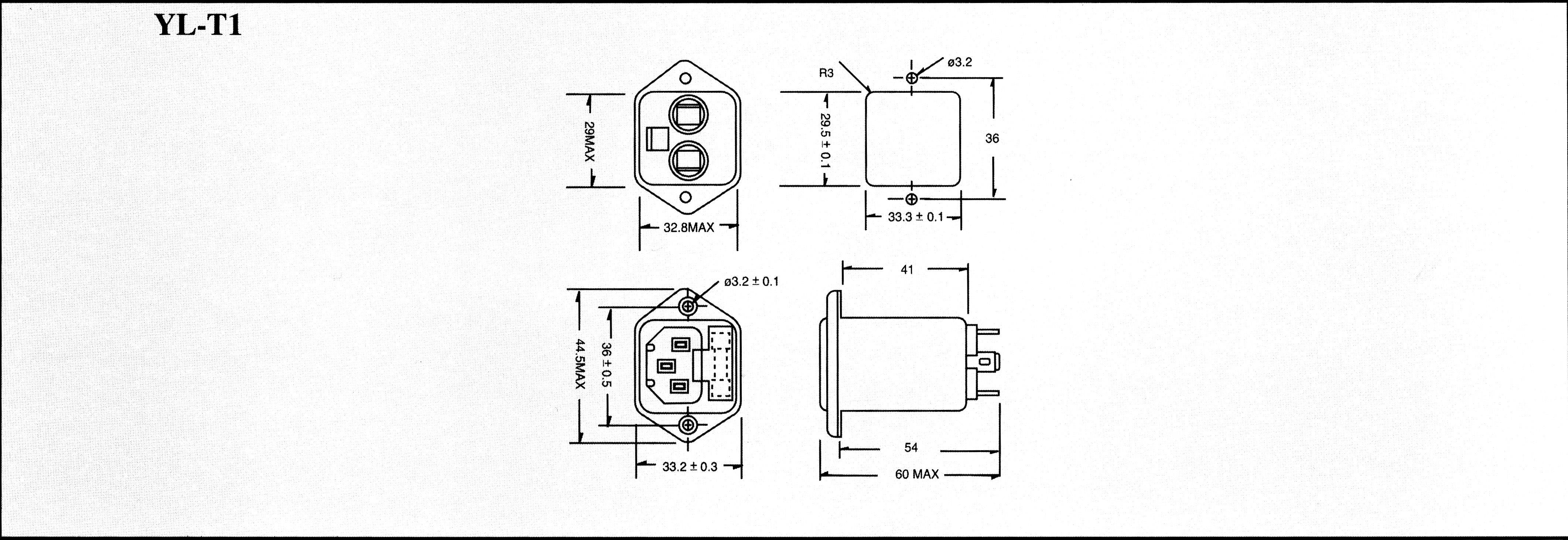 Filtre d'alimentation Yunpen 521474 avec connecteur femelle pour appareil, avec fusible 250 V/AC 3 A 1.8 mH (L x l x H) -1