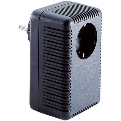 Adaptateur noir avec fiche européenne et connexion femelle de prise, adapté aux appareils électriques.