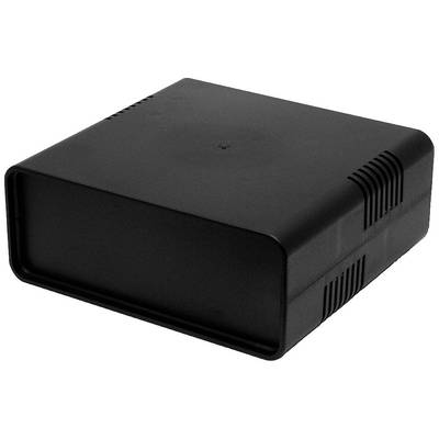 Boîtier électronique noir, rectangulaire, aux coins arrondis et doté de fentes de ventilation sur les côtés.