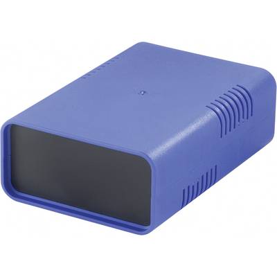 Boîtier externe de disque dur bleu avec façade noire.