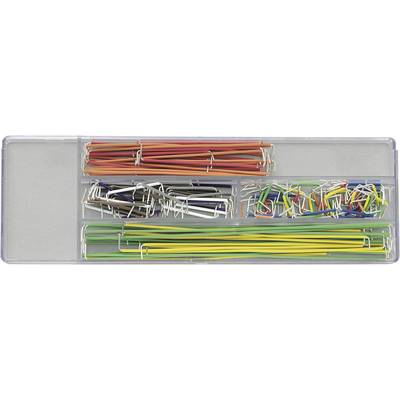 Une boîte transparente avec cinq compartiments contenant des trombones de différentes couleurs, tailles et formes.
