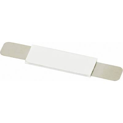 Un objet blanc rectangulaire aux extrémités arrondies, probablement un pansement médical ou un élément d'emballage.