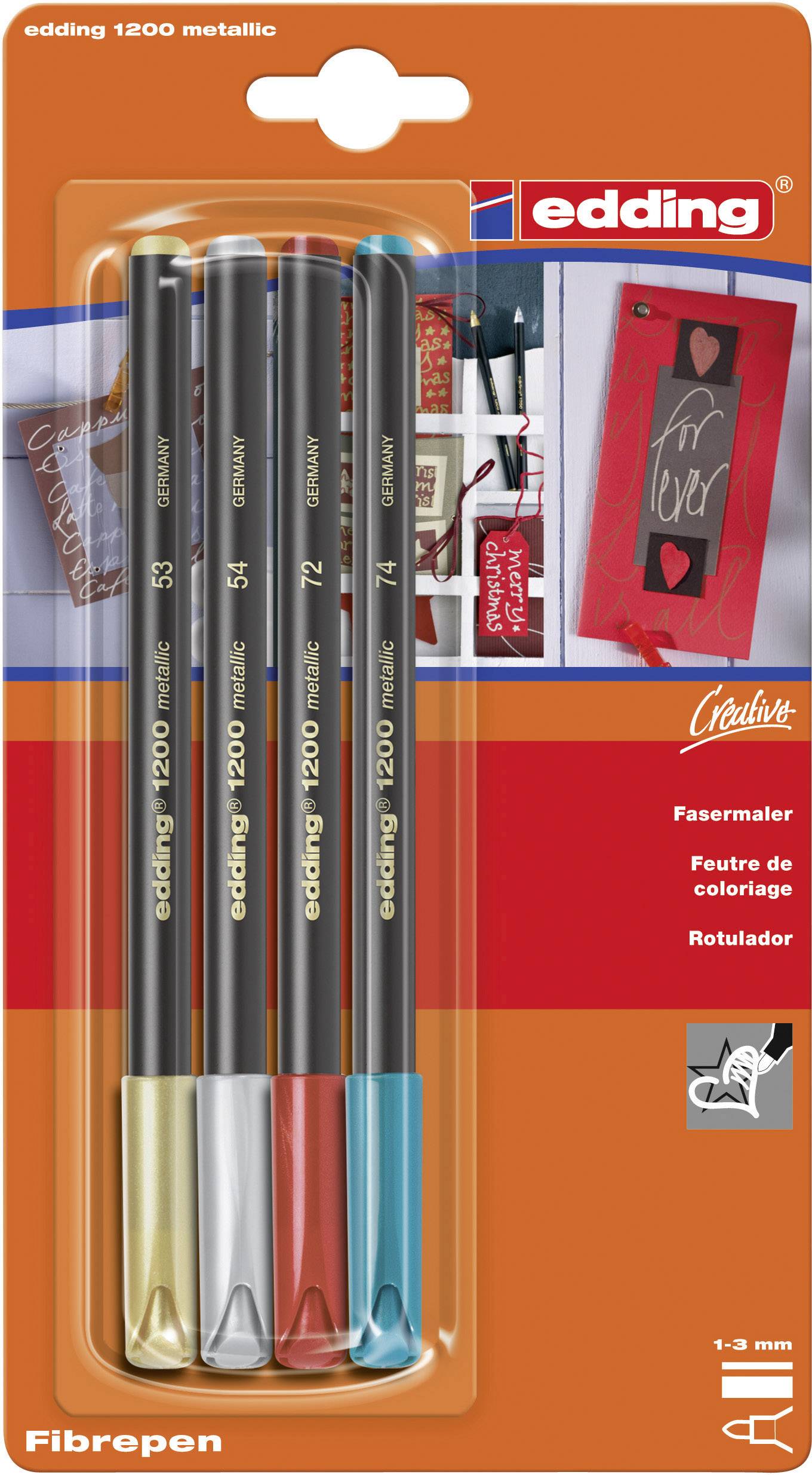 Edding Feutres Fasermaler 4-1200-4-1999 multicolore (pas de possibilité de choisir la couleur) 1 mm, 3 mm 4 pc(s)-0