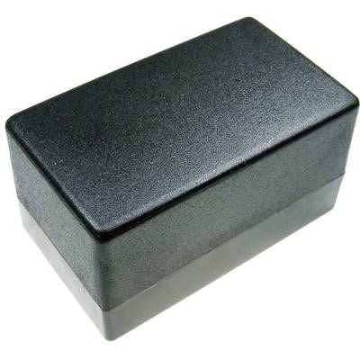 Boîtier rectangulaire noir en plastique.