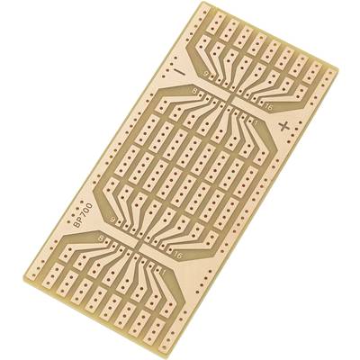Circuit imprimé avec plusieurs pistes conductrices et contacts, probablement utilisable pour des projets électroniques ou des circuits.