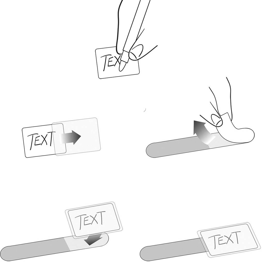 Une main fait glisser une carte sur une bande qui lit la carte. Cela illustre le passage d'une carte sur un dispositif de lecture.