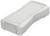 Un boîtier rectangulaire en plastique blanc aux coins arrondis. Utilisation possible : boîtier pour composants électroniques ou dispositifs de commande.