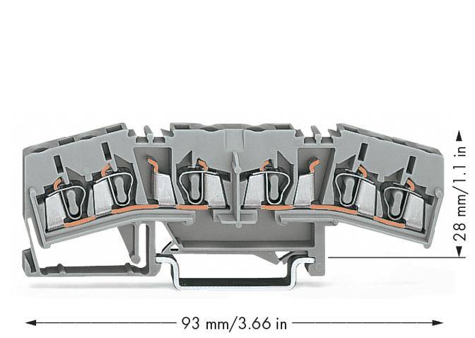 Borne De Passage à 4 étages WAGO 281-530 6 Mm Ressort De Traction Affectation L Gris 50 Pc S 536459