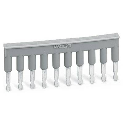 Pont de connexion électrique gris avec plusieurs broches de connexion, utilisé pour relier des bornes dans un boîtier de distribution.