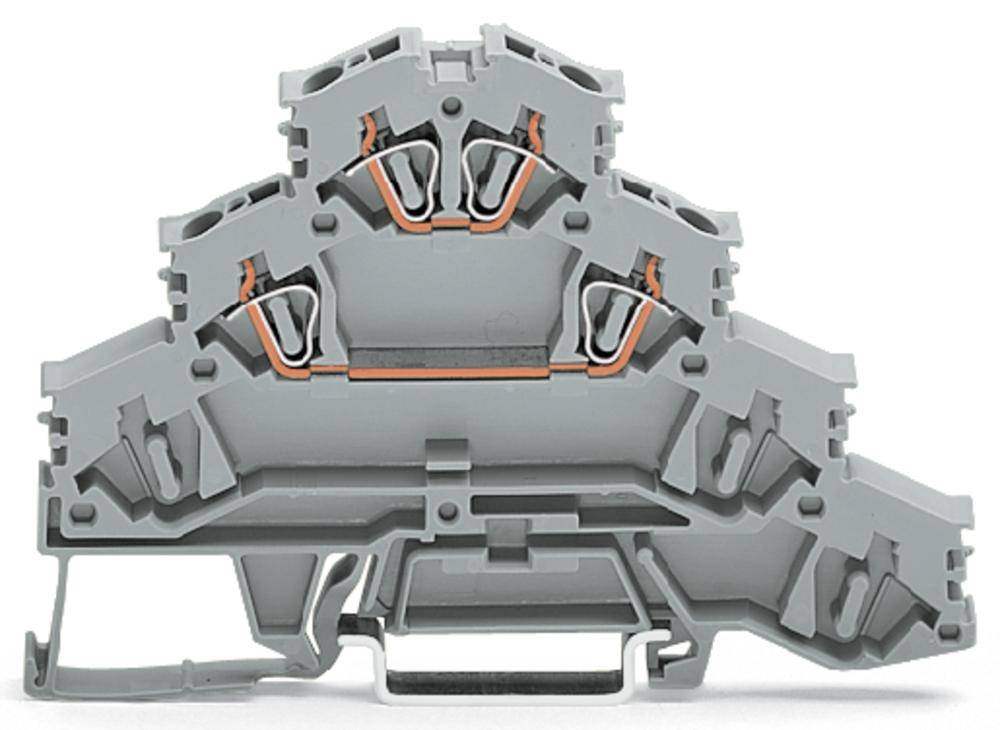 Borne de passage à 4 étages WAGO 281-531 6 mm ressort de traction Affectation: L gris 50 pc(s)